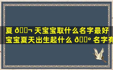 夏 🐬 天宝宝取什么名字最好（宝宝夏天出生起什么 🌺 名字有意义）